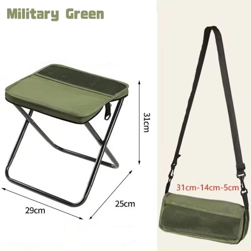 Outdoor Folding Backpack Stool with Mesh Bag Portable Wear-Resist Sturdy Handbag Seat Camping Hiking Travel Picnic Chair