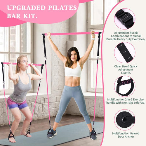Bbtops, Portable Pilates Equipment, Fitness Equipment, Fitness Band, Fitness Exercise, Pilates Bar Kit with Resistance Bands, Gym Yoga Mat, Home Yoga, Home Workout, Strength Training, Yoga Licious