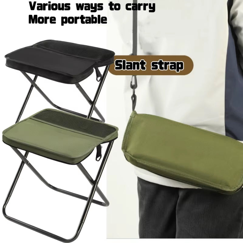 Outdoor Folding Backpack Stool with Mesh Bag Portable Wear-Resist Sturdy Handbag Seat Camping Hiking Travel Picnic Chair